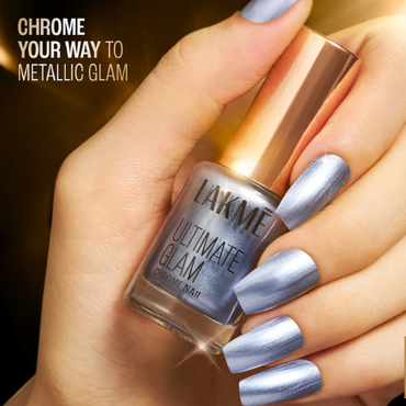 Lakmē Ultimate Glam Chrome Nail Blue - Metallic Chrome Nail Polish for Glamorous Nails