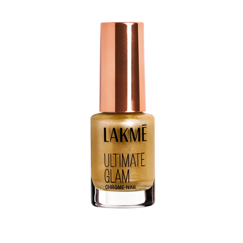Lakmē Ultimate Glam Chrome Nail Gold - Metallic Chrome Nail Polish for Glamorous Nails