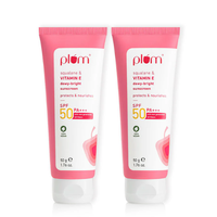 Plum Squalane & Vitamin E SPF 50 PA+++ Dewy-Bright Sunscreen 50 g x 2
