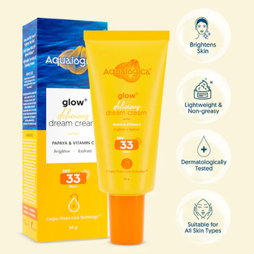 Aqualogical Glow+ 3-in-1 Delicious Dream Cream with SPF 33+ & PA+++ for Glowing Skin - 50g