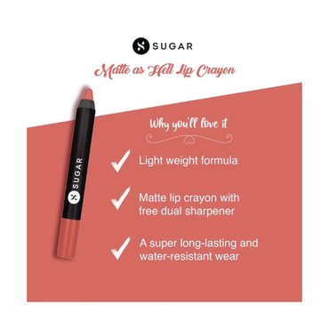 SUGAR Cosmetics  Matte As Hell Crayon Lipstick 04 Holly Golightly (Nude) 2.8 gm