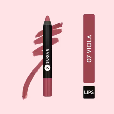 SUGAR Cosmetics  Matte As Hell Crayon Lipstick 07 Viola (Mauve Nude) 2.8 gm