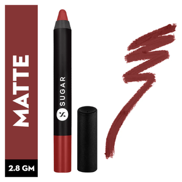 SUGAR Cosmetics  Matte As Hell Crayon Lipstick08 Jackie Brown (Reddish Brown) 2.8 gm