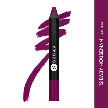 SUGAR Cosmetics  Matte As Hell Crayon Lipstick 12 Baby Houseman (Deep Pink) 2.8 gm