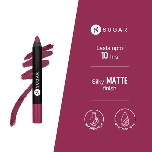 SUGAR Cosmetics  Matte As Hell Crayon Lipstick 32 Miss Rosa (Dusky Rose)2.8gm