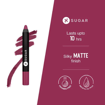 SUGAR Cosmetics  Matte As Hell Crayon Lipstick 32 Miss Rosa (Dusky Rose)2.8gm