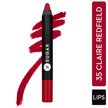 SUGAR Cosmetics  Matte As Hell Crayon Lipstick 35 Claire Redfield (Pure red)2.8gm