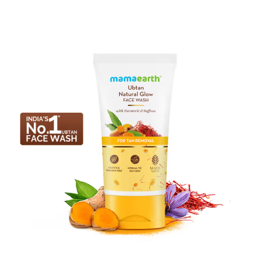 Mama Earth Ubtan Natural Glow Face Wash with Turmeric & Saffron for Tan Removal