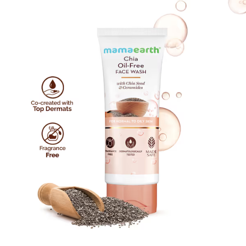 Mama Earth Chia Oil-Free Face Wash with Chia Seed & Ceramides for Hydrated Glow