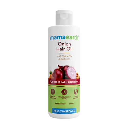 Mama Earth Onion Hair Oil with Onion Oil & Redensyl for Hair Fall Control – 200ml
