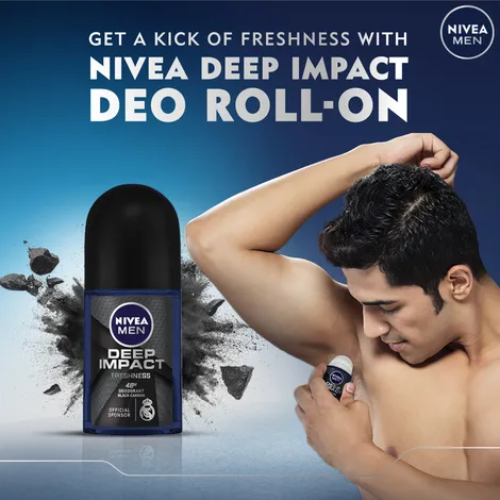 NIVEA Men Deep Impact Roll On 50ml | Long-Lasting Freshness
