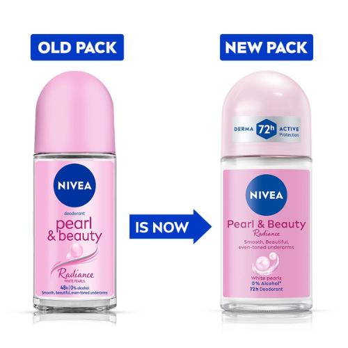 NIVEA Pearl & Beauty Radiance Deo Roll On 50ml | Long-Lasting Freshness