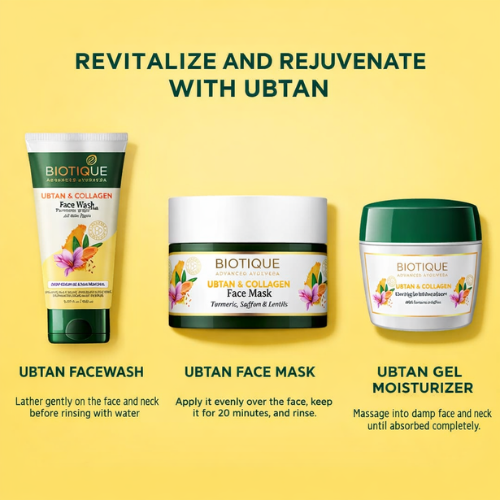 Biotique Ubtan & Collagen Face Mask 50g | Herbal Glow