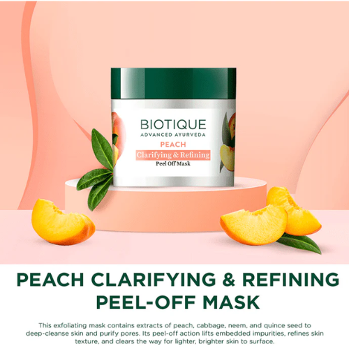 Biotique Peach Peel Off Mask 50g | Clarifying Glow
