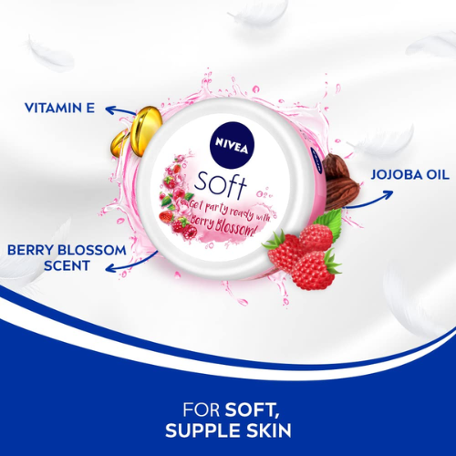 NIVEA Soft Berry Blossom Cream 200ml | Hydrating Moisturizer