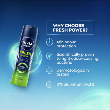 NIVEA Men Fresh Power Deodorant Spray 150ml | Long-Lasting Freshness