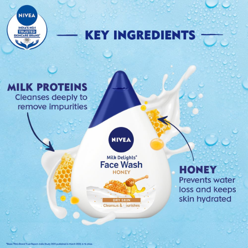 NIVEA Milk Delights Honey Face Wash for Dry Skin – 100ml
