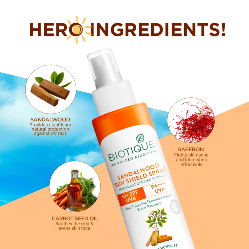 Biotique Sandalwood Sunshield Spray SPF 50+ | 120ml