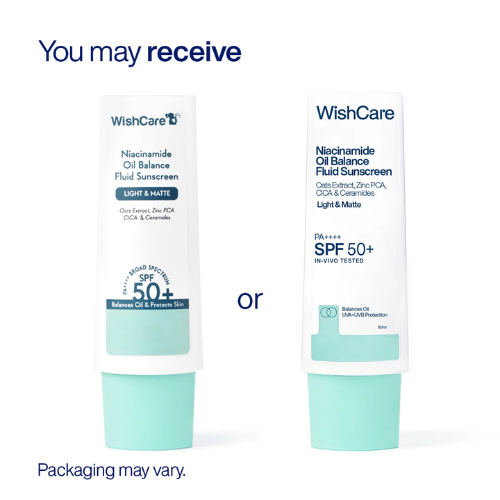 WishCare Niacinamide Oil Balance Fluid Sunscreen SPF 50 PA++++ | Lightweight Broad Spectrum Sunscreen