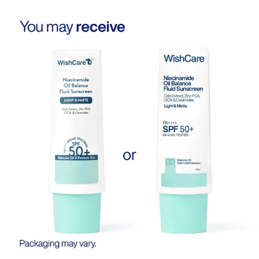 WishCare Niacinamide Oil Balance Fluid Sunscreen SPF 50 PA++++ | Lightweight Broad Spectrum Sunscreen