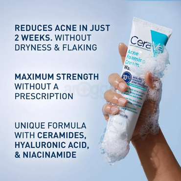 Acne Foaming Cream Wash – Deep-Cleansing Formula for Acne-Prone Skin |Cerave