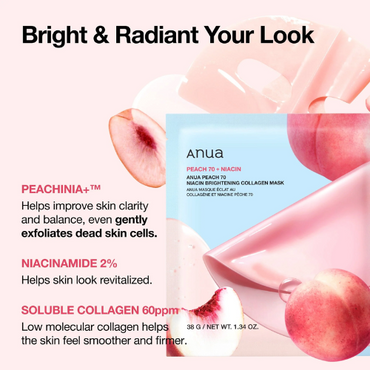 Anua Peach 70+ Niacin Brightening Collagen Mask (25 ml) (1 sheet)