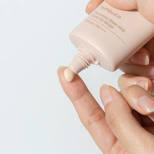Numbuzin No.3 Porcelain Base-Skip Tone Up Beige SPF50+ (50ml) | Brightening Daily Sunscreen & Primer
