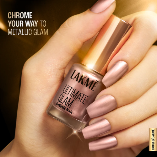 Lakmē Ultimate Glam Chrome Nail Magenta - Metallic Chrome Nail Polish for Glamorous Nails