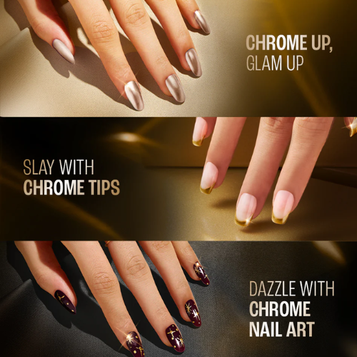 Lakmē Ultimate Glam Chrome Nail Magenta - Metallic Chrome Nail Polish for Glamorous Nails