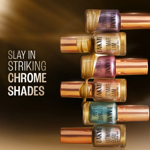 Lakmē Ultimate Glam Chrome Nail Magenta - Metallic Chrome Nail Polish for Glamorous Nails