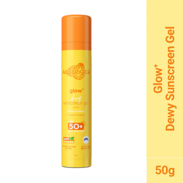 Aqualogica Glow+ Dewy Sunscreen Gel SPF 50+ PA++++ | Papaya & Vitamin C – 50g