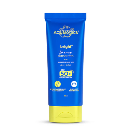 Aqualogica Bright+ Tone Up Sunscreen SPF 50+ PA++++ – 50g | Brightening & Hydrating Sun Protection