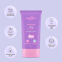 Aqualogica Illuminate+ Dewy Sunscreen SPF 50+ PA++++ – 30g | Wild Berries & Alpha Arbutin