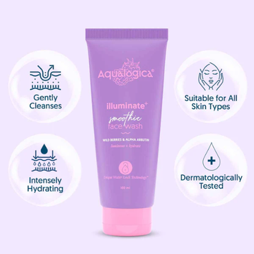 Aqualogical IIIuminate+ Smoothie Face Wash with Wild Berries & Alpha Arbutin for Luminous Glow - 100ml