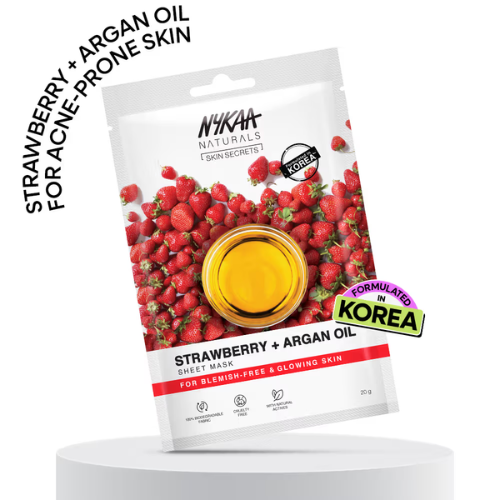 Nykaa Strawberry + Argan Oil Sheet Mask For Acne Prone Skin - Formulated In Korea (20ml)