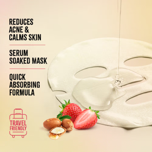 Nykaa Strawberry + Argan Oil Sheet Mask For Acne Prone Skin - Formulated In Korea (20ml)