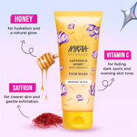 Nykaa Naturals Saffron, Honey & Vitamin C Face Wash For Brightens & Radiant Glow- For All Skin Types (100ml)