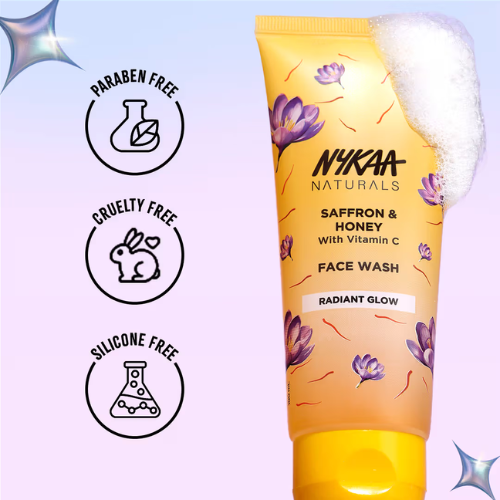 Nykaa Naturals Saffron, Honey & Vitamin C Face Wash For Brightens & Radiant Glow- For All Skin Types (100ml)