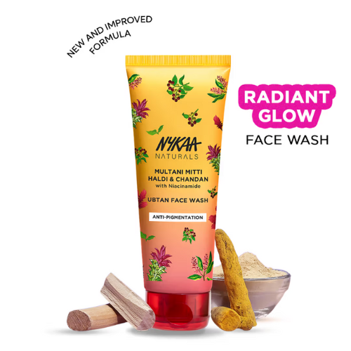 Nykaa Naturals Multani Mitti Haldi & Chandan With Niacinamide Clay Face Wash for all Skin Types (100ml)