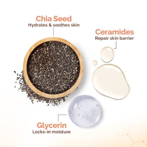 Mama Earth Chia Oil-Free Face Wash with Chia Seed & Ceramides for Hydrated Glow