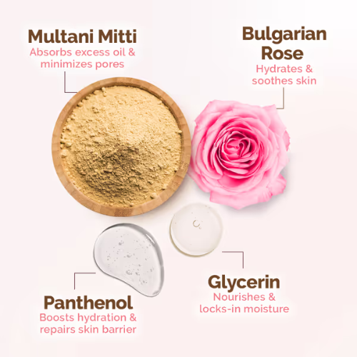 Mama Earth Multani Mitti Oil Balance Face Pack with Multani Mitti & Bulgarian Rose for Normal to Oily Skin - 100 g