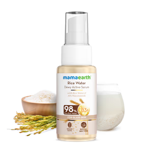 Mama Earth Rice Water Dewy Active Serum With Rice Water & 10% Niacinamide For Glass Skin - 50 ml