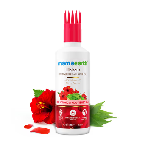 Mama Earth Hibiscus Damage Repair Hair Oil with Hibiscus & Curry Leaves – 150ml