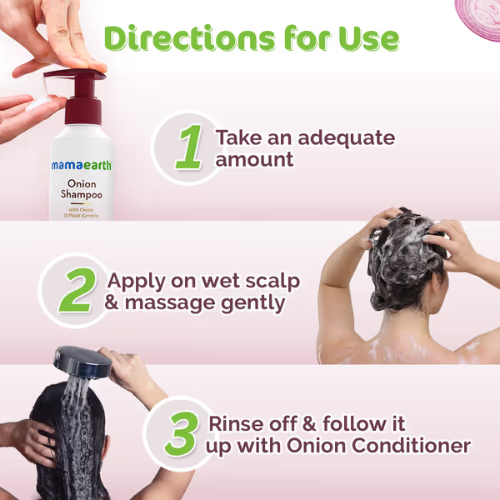 Mama Earth Onion Shampoo with Onion & Plant Keratin for Hair Fall Control & Hair Growth – 180ml