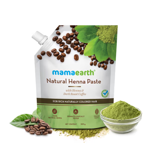 Mama Earth Natural Henna Paste with Henna & Dark Roasted Coffee for Rich, Naturally Colored Hair – 200g