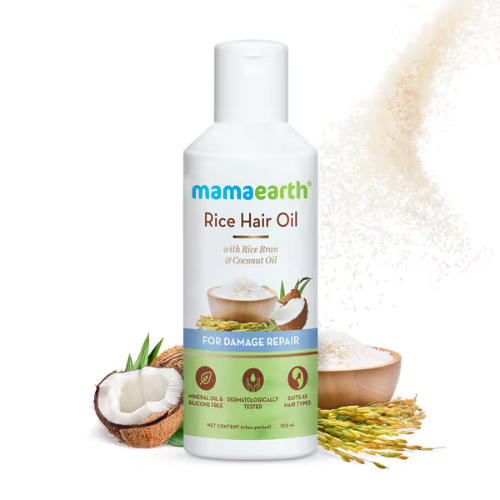 Mama Earth Rice Hair Oil with Rice Bran & Coconut Oil for Damage Repair – 150ml