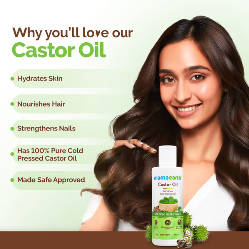 Mama Earth Castor Oil with 100% Pure Cold-Pressed Castor Oil for Skin, Hair & Nails – 150ml
