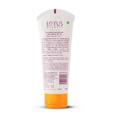 Lotus Safe Sun UV Shield Whitening Gel Cream SPF 50