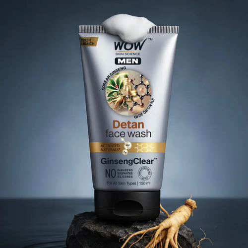 WOW Men Korean Ginseng + Kojic Acid De-Tan Face Wash Gel