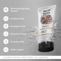 WOW Men Korean Ginseng + Kojic Acid De-Tan Face Wash Gel
